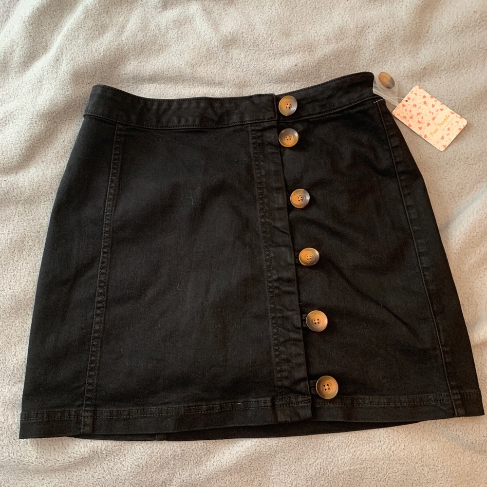 Free people button black mini skirt